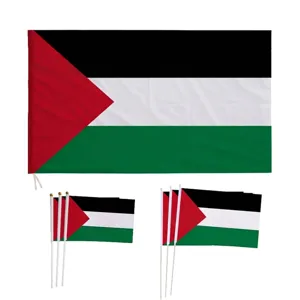 Strapazierfähige Palästina-Flagge 90x150cm aus Polyester mit Handfahnen-Set im Pack