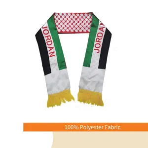 Jordan Nationalfeiertag Flagge Schal Satin Polyester Bedruckt Gestreift Schal Mit Quasten Für Sportveranstaltungen Dekoration Zubehör