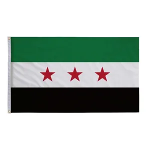 Syrien Flagge Polyester Banner Grün Weiß Schwarz Drei Sterne Siebdruck Flagge Für Draußen Innen Feier Dekoration