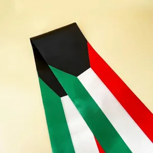 Kuwait Nationalflagge Zeremonienschärpe aus hochwertigem, glattem Satin-Polyester