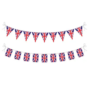 British Union Jack bunting flags set with triangular and rectangular party banners