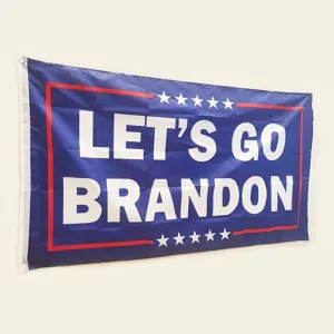 Μπλε σημαία Let's Go Brandon υψηλής ποιότητας με λευκά αστέρια και μεταλλικούς κρίκους