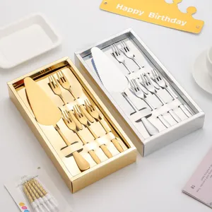Collection de Pelle à Gâteau et Fourchette en Acier Inoxydable Moderne Poli Miroir Vaisselle de Dessert pour Fête Anniversaire Mariage Table