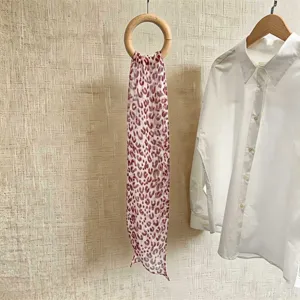 Rote Chiffon-Skinny-Schals mit Leopardenmuster, elegante und weiche Sommerhalstücher