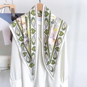 Paisley Druck Dreieckstuch Für Damen Retro Satin Kopftuch Eleganter Dünner Schal Chic Bandana Halstuch Sommer Wickeltuch