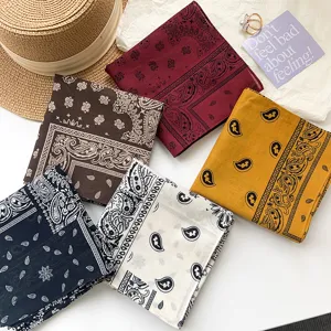 Pañuelo Bandana de Algodón Cachemira Retro Americano Patrón de Flores de Anacardos Vintage Pañuelo Cuadrado para Mujer Decoración