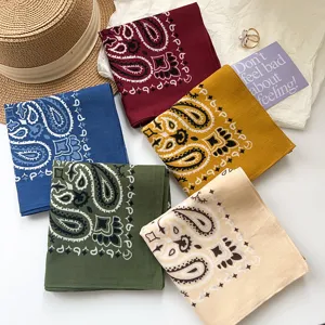 Pañuelo Cuadrado de Algodón con Estampado de Cachemira Vintage para Mujer Fino y Transpirable Pañuelo para el Cuello Moda Bandana
