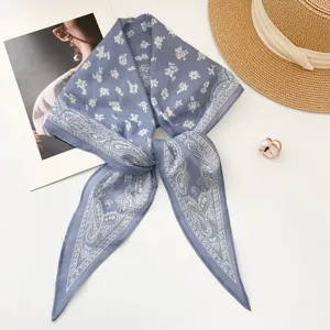 Vintage blue paisley floral cotton hair scarf and bandana for women accessories