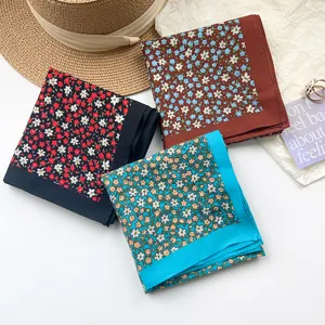 Vintage floral cotton square scarf headscarf for women in three patterns