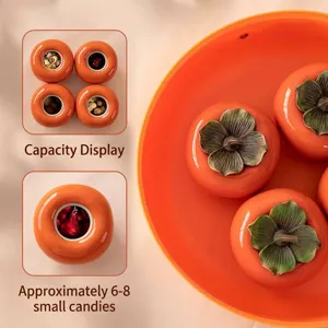 Persimmon shaped ceramic wedding candy storage jars set for festive table decoration