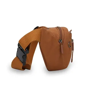 Lightweight brown nylon waist bag for women outdoor sports and casual commuting