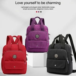 Multifunktionaler Damen-Rucksack aus Nylon mit USB-Ladeanschluss in drei Farben