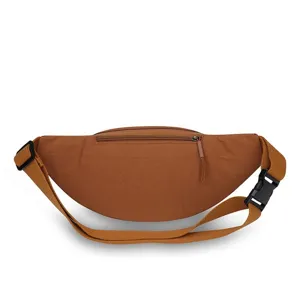 Stylish caramel brown waist bag for sports and casual travel with adjustable strap