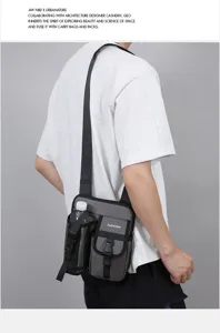 Sac bandoulière gris pour homme avec compartiment bouteille d'eau pour voyage