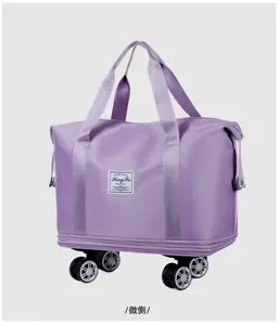 Borsa da viaggio estensibile con ruote universali, grande valigia viola per viaggi.