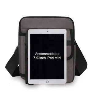Sac bandoulière d'extérieur gris imperméable pour hommes, adapté pour tablette 7,9 pouces