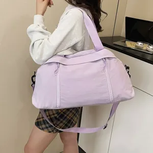 Stylish purple sports yoga fitness travel duffel bag with adjustable shoulder strap