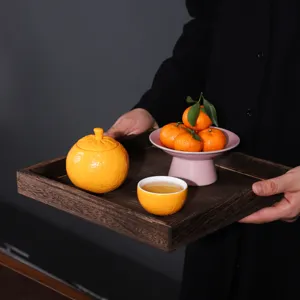 Set de boîte à thé créative en céramique en forme d'orange avec couvercle