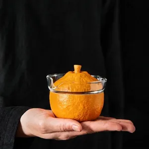 Set da tè da viaggio in ceramica a forma di mandarino con infusore in vetro portatile