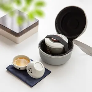 Tragbares Panda-Keramik-Teeset mit Reisetasche für Outdoor-Kung-Fu-Teezubereitung