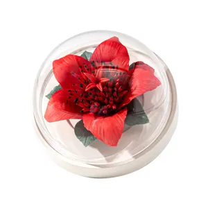 Exquisites handgefertigtes Keramik-Kapokblumen-Ornament in Glaskuppel für die Heimdekoration