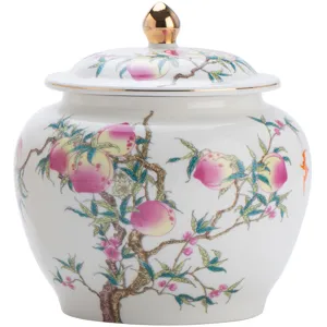 Boîte à thé classique en céramique avec motif de fleurs de pêcher pour thé