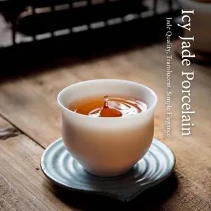 Handmade Dehua White Porcelain Tea Cup Zen Suet Jade Ceramic Kung Fu Tea Master Cup For Home Office Banquet Gift