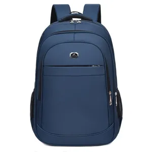 Durable large capacity navy blue business laptop backpack for travel and school use