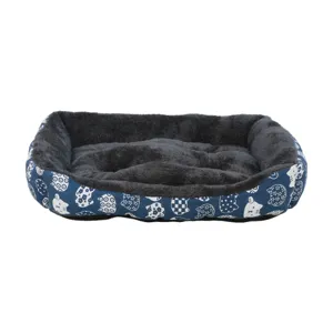 Ultra-soft plush rectangular pet bed with cartoon cat patterns for small dogs and cats