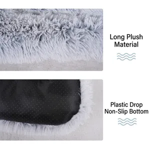 Warm long plush pet bed mat featuring deep sleep comfort and a non-slip dotted bottom