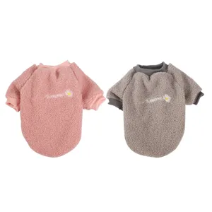 Pet Dog Winter Warm Fleece Coat Cute Little Daisy Embroidery Cold Weather Clothes For Small And Medium Dogs Cats Apparel