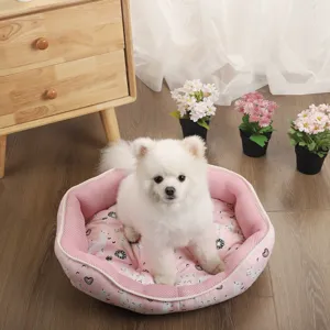 Summer Breathable Pet Bed Cooling Sandwich Mesh Mat Cartoon Printed Cat Dog Cushion Soft Kennel For Small Medium Pets