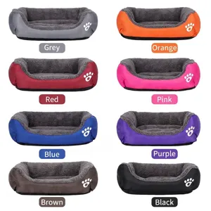Comfortable multi-colored warm pet beds with paw print design for dogs and cats winter use