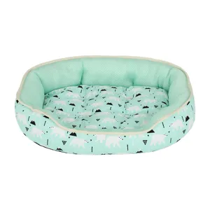Breathable mint green summer pet bed for cats and small dogs with polar bear print