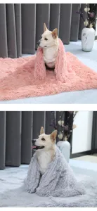 Soft plush pet blanket for dogs and cats, cozy multi-purpose mat for sofa and bed use.