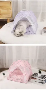 Tenda pieghevole portatile per animali domestici con motivo panda carino traspirante per estate.