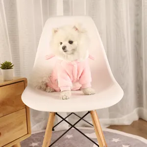 Cute Cartoon Bunny Pet Costume Soft Flannel Warm Dog Cat Clothes Autumn Winter Puppy Kitten Jumpsuit Pink Animal Cosplay Outfit
