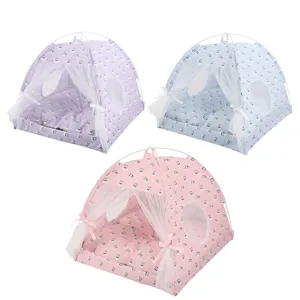 Tenda Portatile Pieghevole per Animali Domestici Simpatico Stampa Panda Cartoon Rete Traspirante Letto per Cuccioli di Gatto