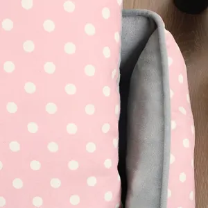 Lettino quadrato in peluche rosa a pois per cani e gatti, caldo nido invernale