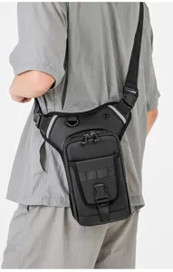 Black waterproof tactical drop leg bag for men outdoor motorcycle riding gear accessories