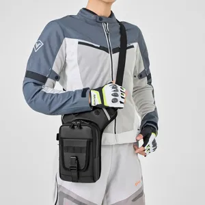 Men Multi-functional Waterproof Oxford Tactical Leg Bag Outdoor Cycling Waist Bag Motorcycle Rider Utility Pocket Bag Black