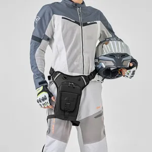 Waterproof multifunctional motorcycle leg bag for outdoor riding and tactical activities.
