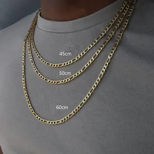 Hip Hop Men Figaro Chain Necklace Long Gold Silver Color Alloy Electroplated Trendy Sweater Chain Jewelry Gift