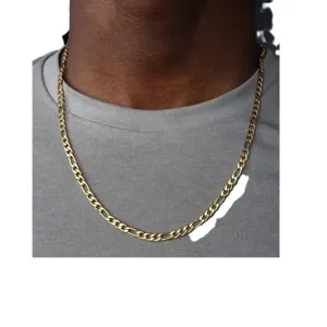 Men's classic gold Figaro chain necklace hip hop fashion jewelry accessory on model