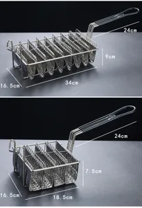 Stainless steel taco frying basket dimensions for large and small models