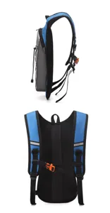 Detailed side and back view of a lightweight reflective hydration backpack for running