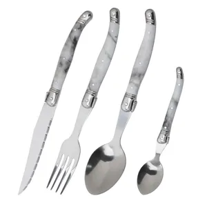 Stainless steel flatware set with marble pattern handles knife fork spoon cutlery