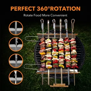 Edelstahl Wellenförmige Grillspieße Und Gestell Kit Zum Grillen Von Fleisch Hähnchenflügeln Mit Aufbewahrungstasche Für Outdoor Party