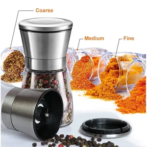 Set de molinillo de pimienta manual de acero inoxidable salero ajustable cocina