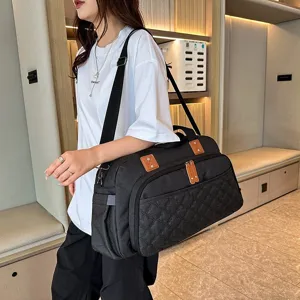 Grand Sac de Voyage Capacité Séparation Sec Humide Nylon Matelassé Sac à Main de Sport Avec Housse de Chariot
